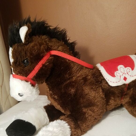Toys R Us Brown Horse Plush with Red & White Saddle 2013 Stuffed Animal 18” Toy - Picture 8 of 8